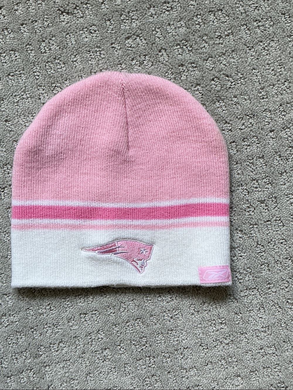 Reebok Kids Pink & White Team Logo Knit Beanie